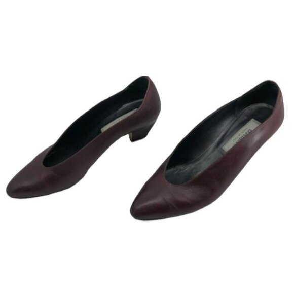Bally burgundy  pointed toe sleek heels leather pumps size 7 - Picture 1 of 12